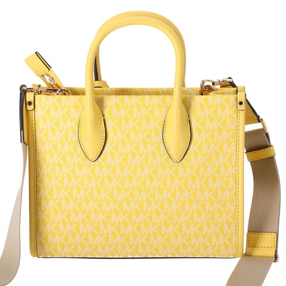 Michael Kors Mirella Small Top Zip Crossbody Bag Golden Yellow MK Signature - Picture 3 of 4